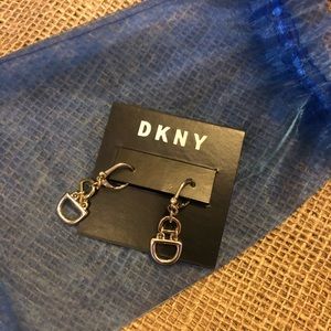 NWT DKNY silver toned “D” earrings